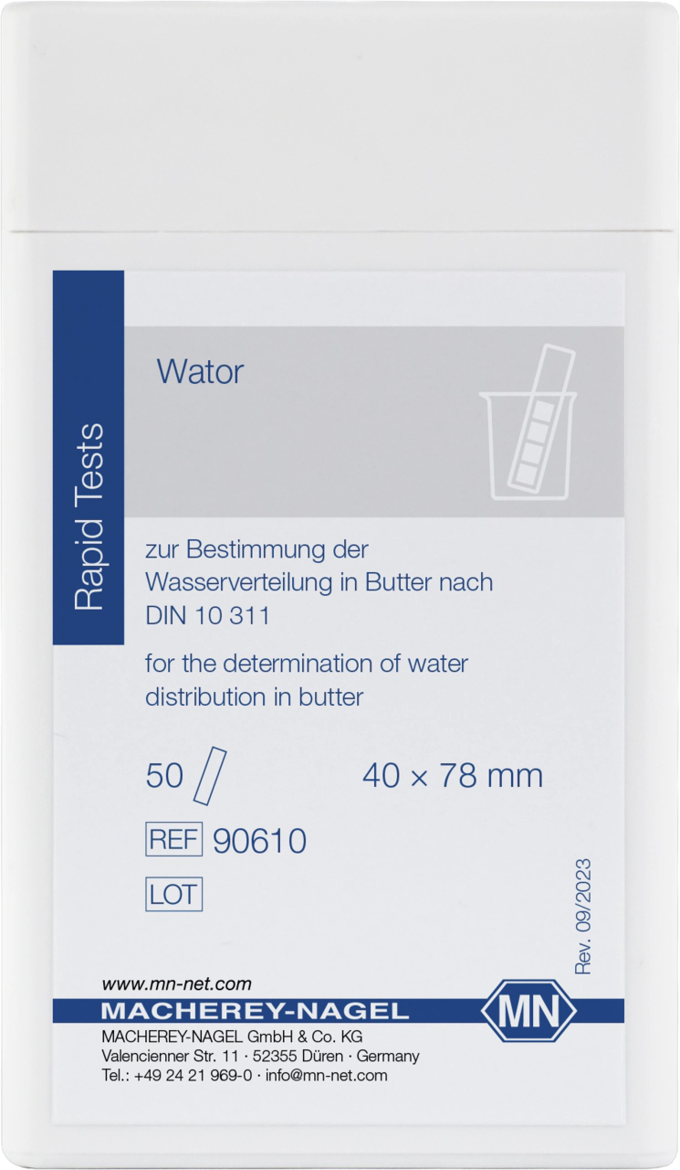 Qualitative test paper Wator for Water determination in butter