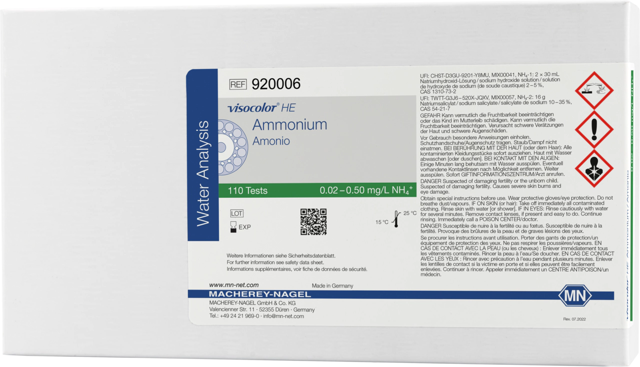 Colorimetric test kit VISOCOLOR HE Ammonium, for low concentrations