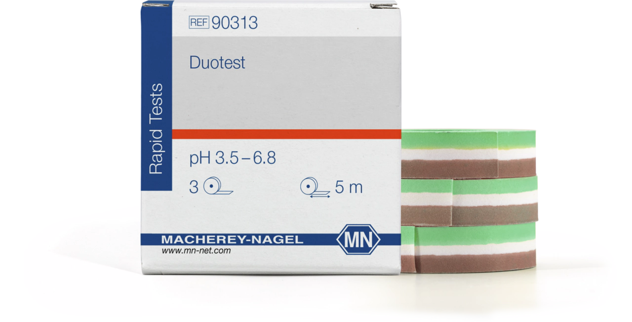 pH test paper Duotest pH 3.5–6.8, with two indicator zones, refill pack