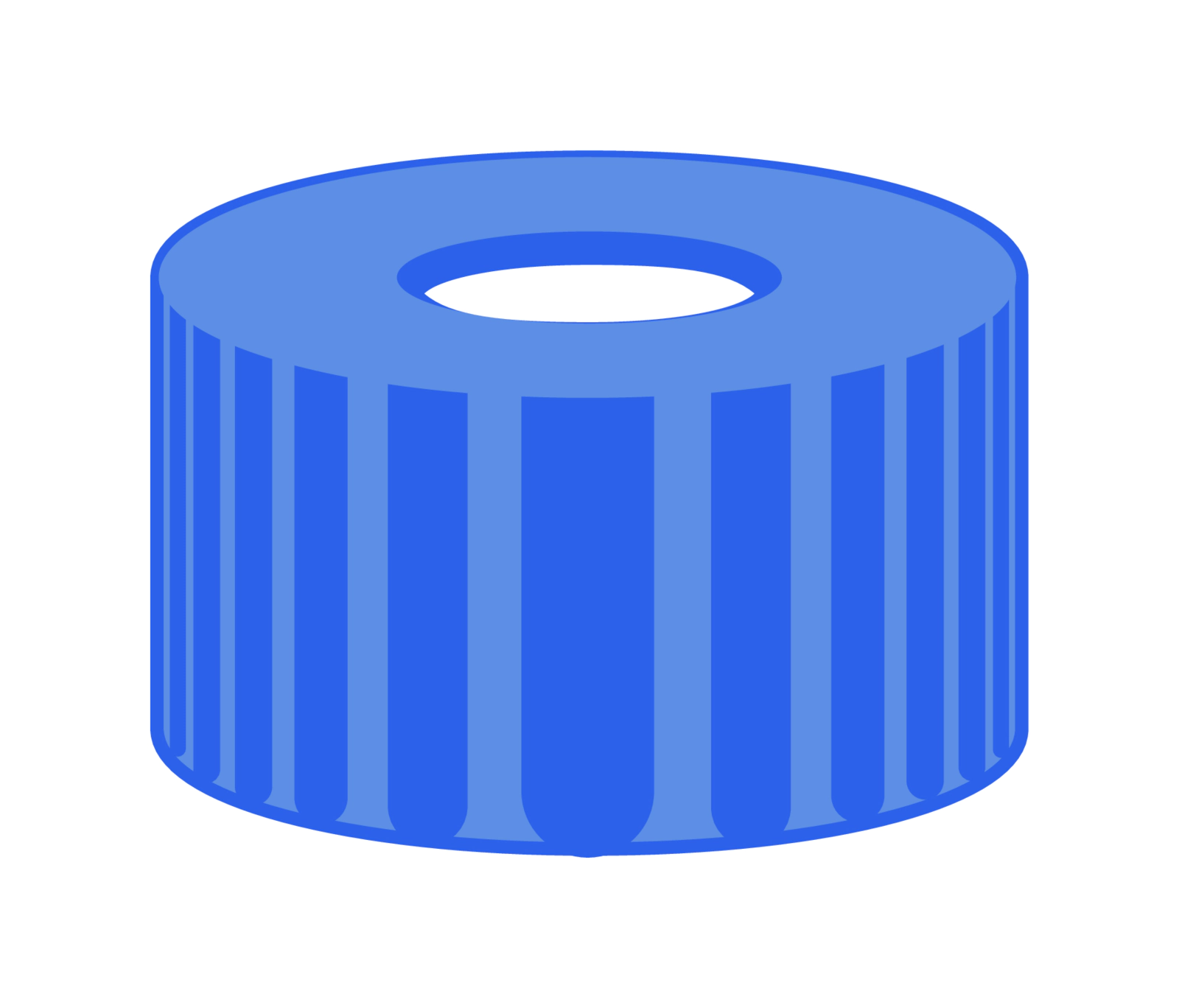 Screw closure, N 9, PP, blue, center hole, PTFE, white, 0.25 mm