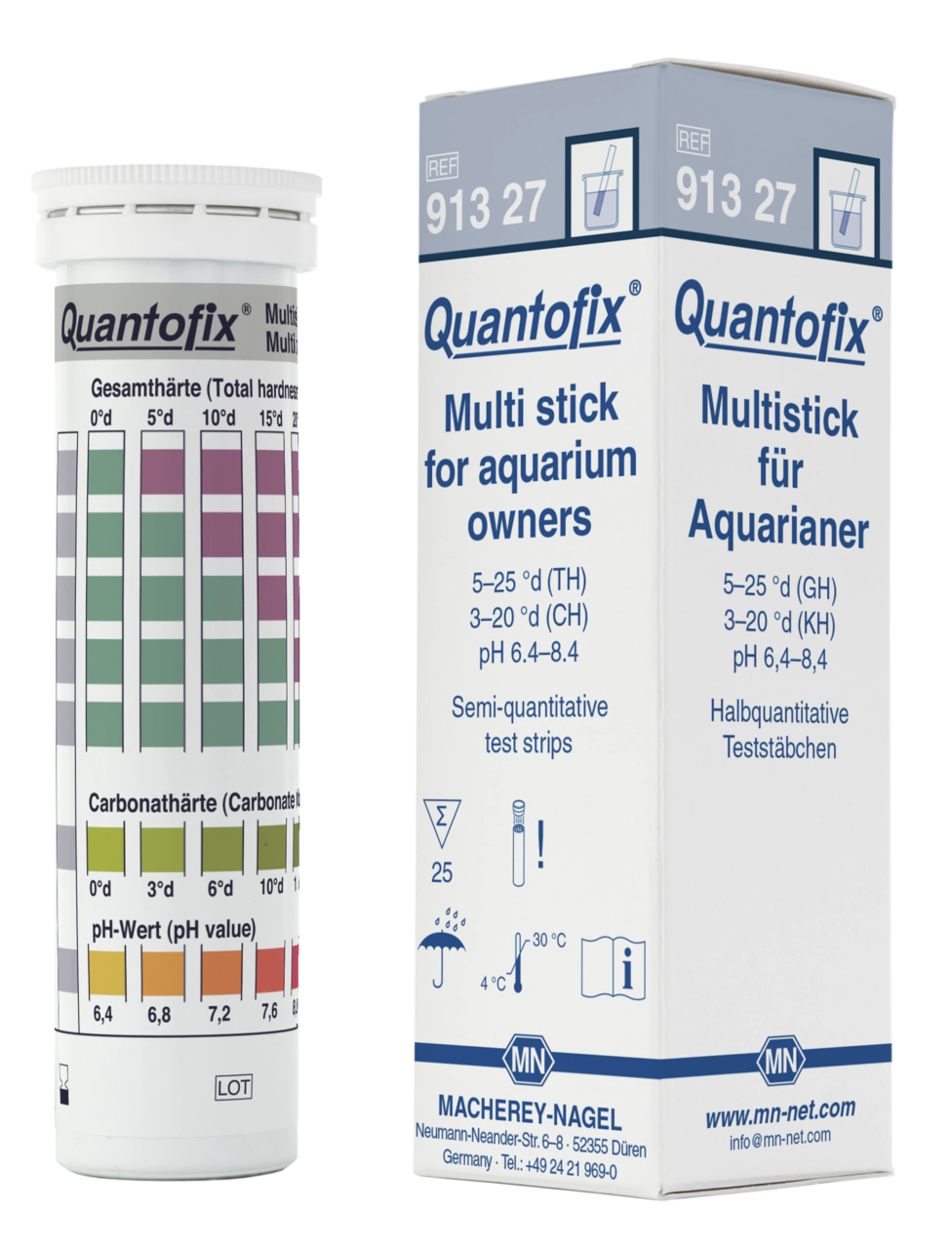 Halbquantitative Teststreifen QUANTOFIX Multistick für Aquarianer 25 Teste