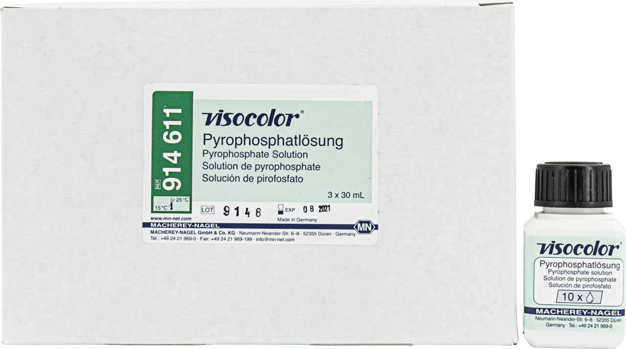 Pyrophosphate solution for VISOCOLOR reagent case for soil analysis