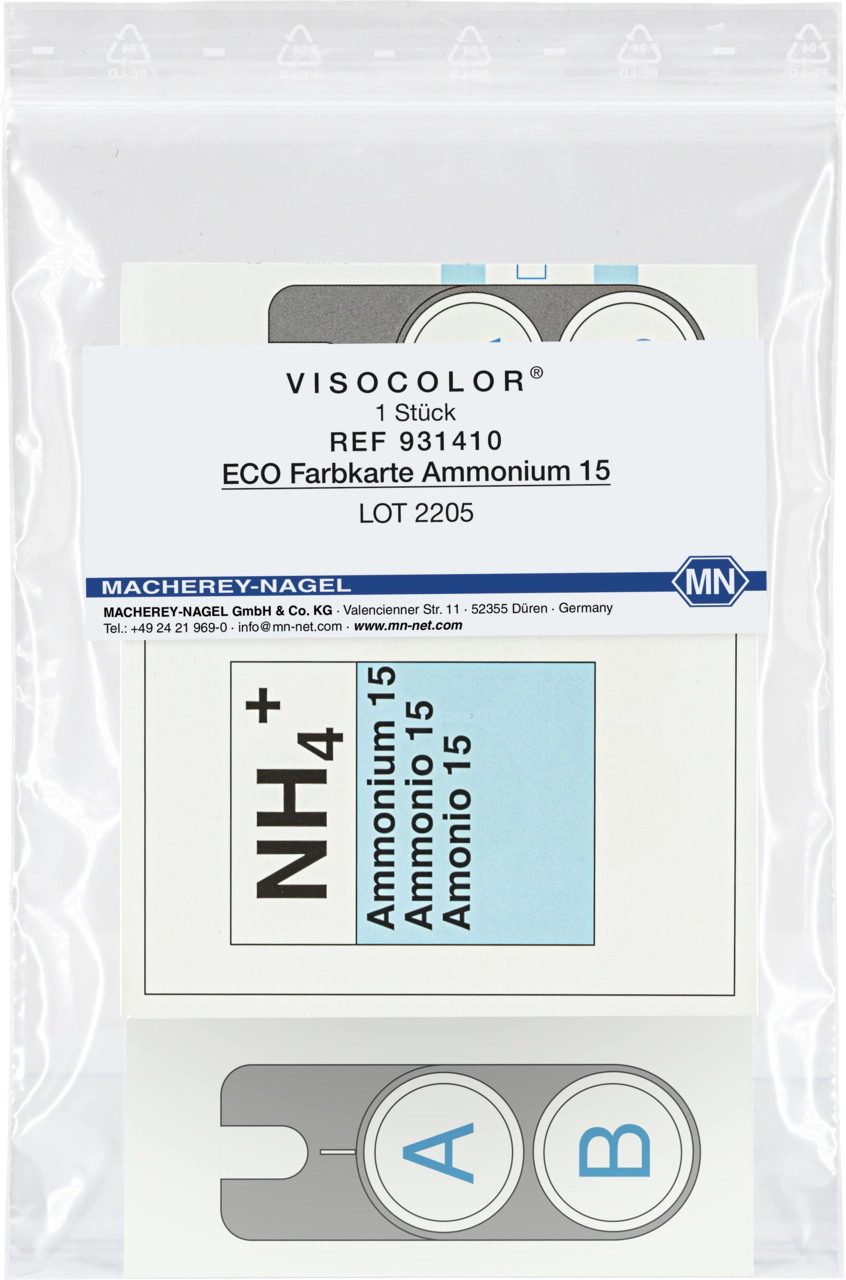 Color comparison chart for VISOCOLOR ECO Ammonium 15