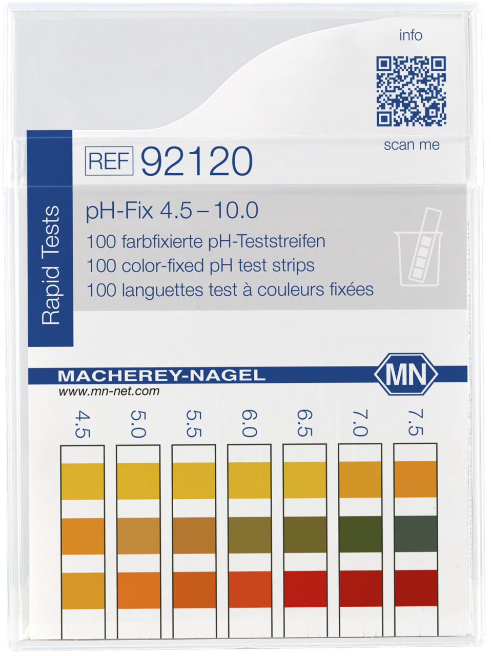 pH test strips, pH‑Fix 4.5–10.0, fixed indicator