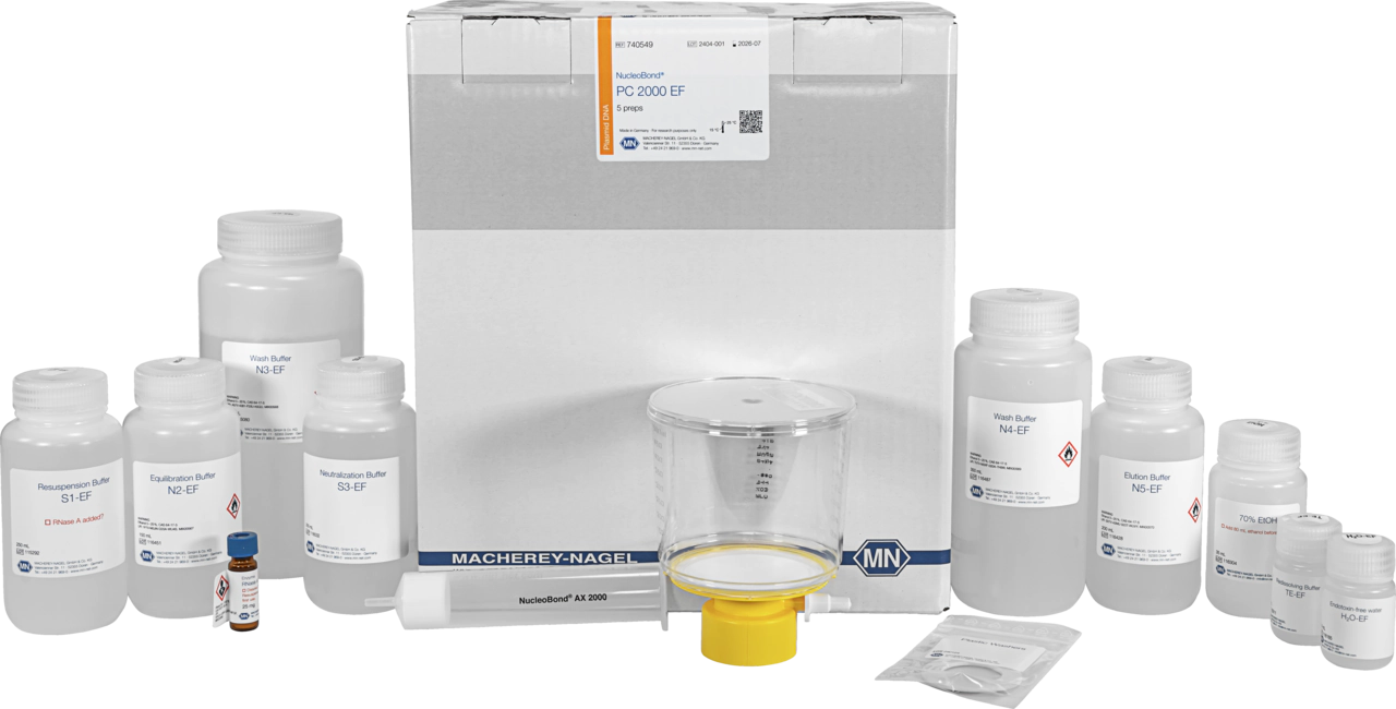 NucleoBond PC 2000 EF, Mega kit for endotoxin-free plasmid DNA