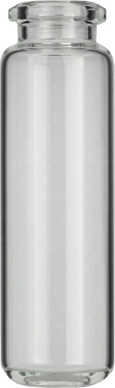 Crimp neck vial, N 20, 23.0x75.5 mm, 20.0 mL, rounded bottom, bev. neck, clear