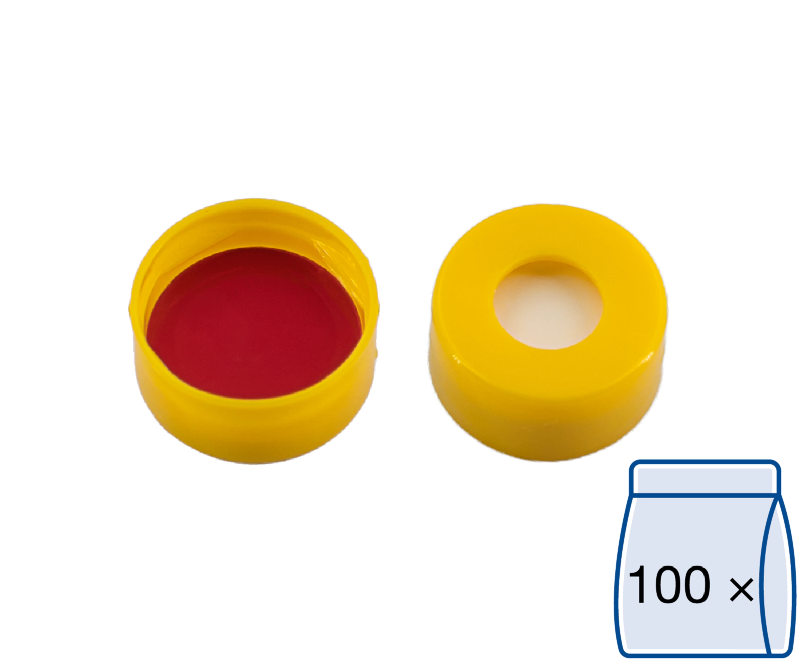 Snap ring closure, N 11, PE(hard),yellow,center hole,Silicone w./PTFE red,1.0 mm