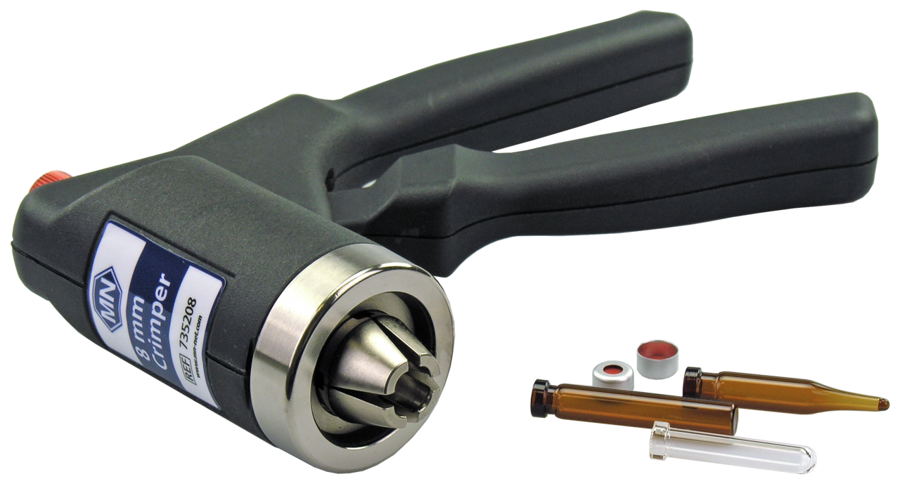 Crimping tool for 8 mm aluminum caps, manual, ergonomic