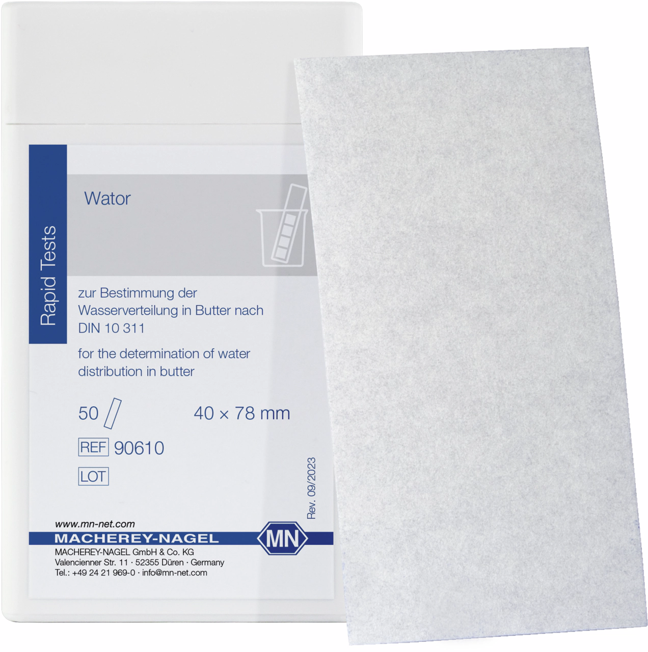 Qualitative test paper Wator for Water determination in butter