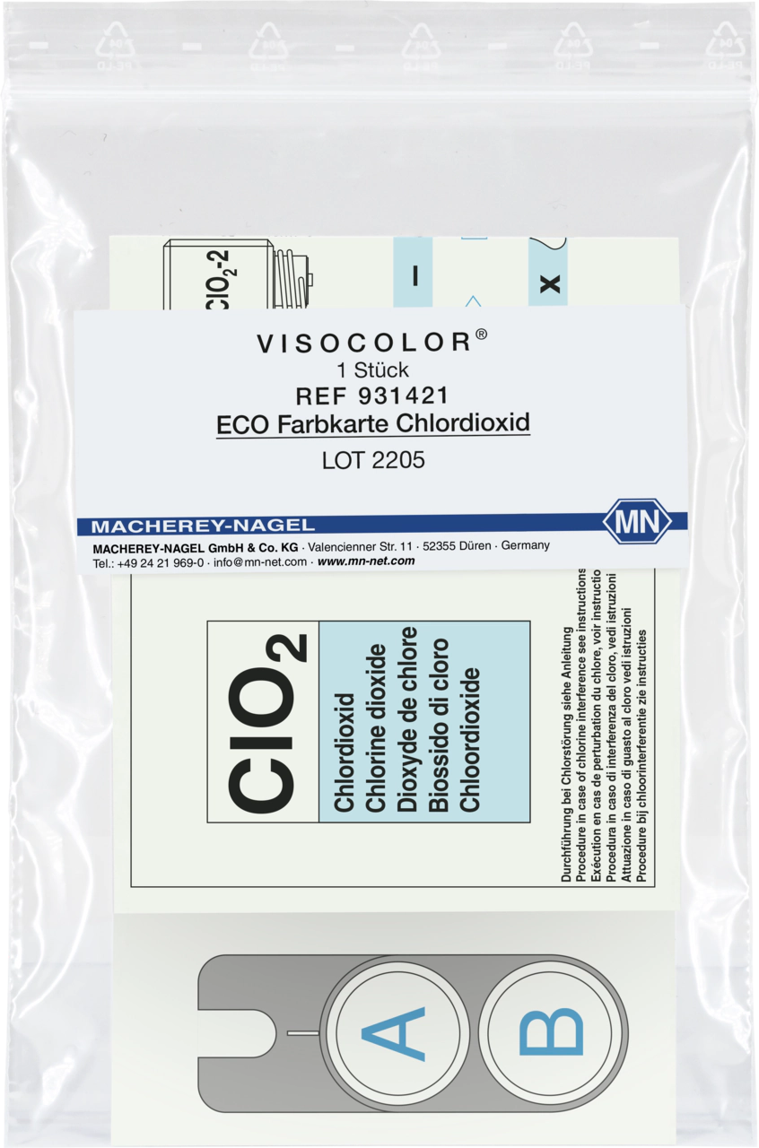 Color comparison chart for VISOCOLOR ECO Chlorine dioxide