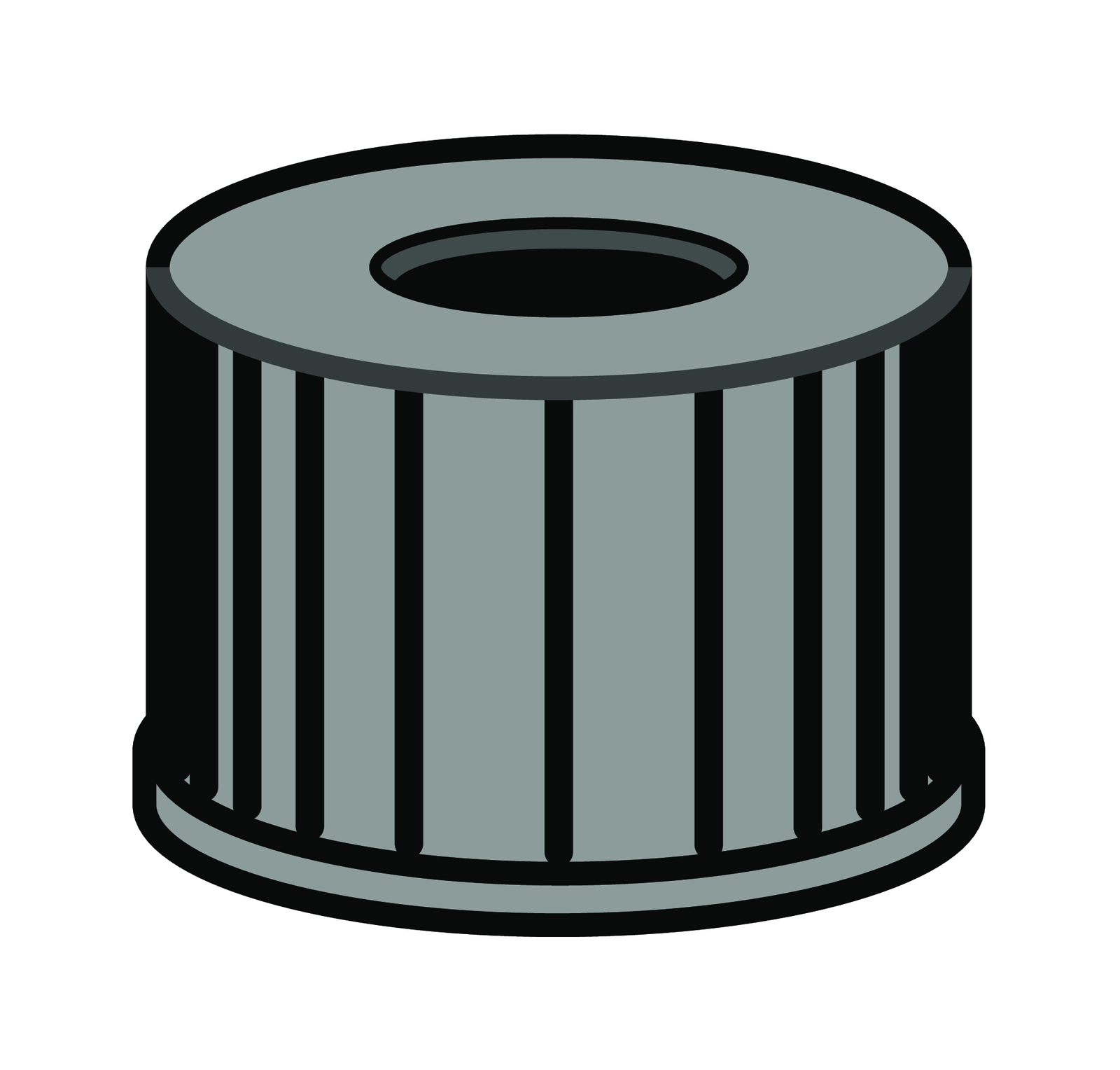 Screw closure, N 8, PP, black, center hole, no liner