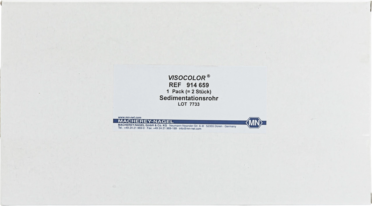 Sedimentation tube for VISOCOLOR reagent case for soil analysis
