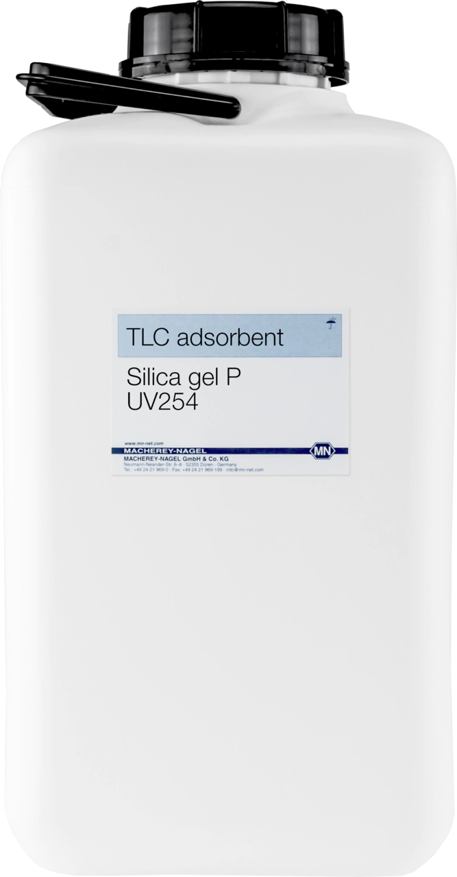 TLC adsorbent (bulk), Silica gel P, contains gypsum + UV indicator F254, 5–50 μm