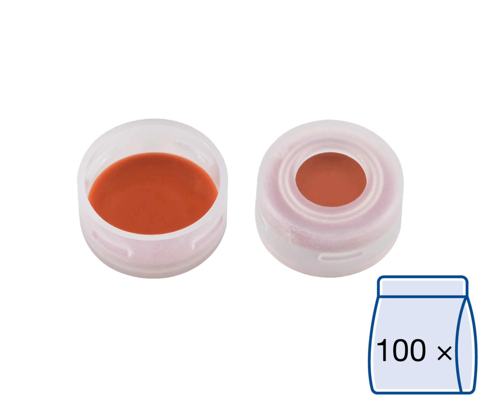 Snap ring closure, N 11, PE(hard), transp., c.hole, Red Rubber/FEP colorl.,1.0mm