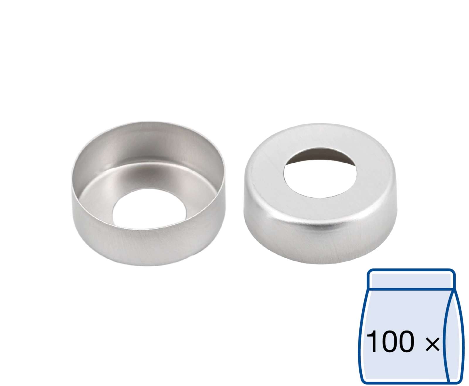 Crimp closure, N 20, alu., center hole, no liner