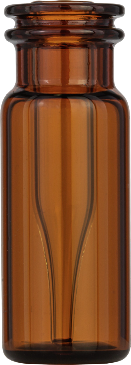 Snap ring/crimp neck vial, N 11, 11.6x32.0 mm, amber, with integr. 0.2 mL insert