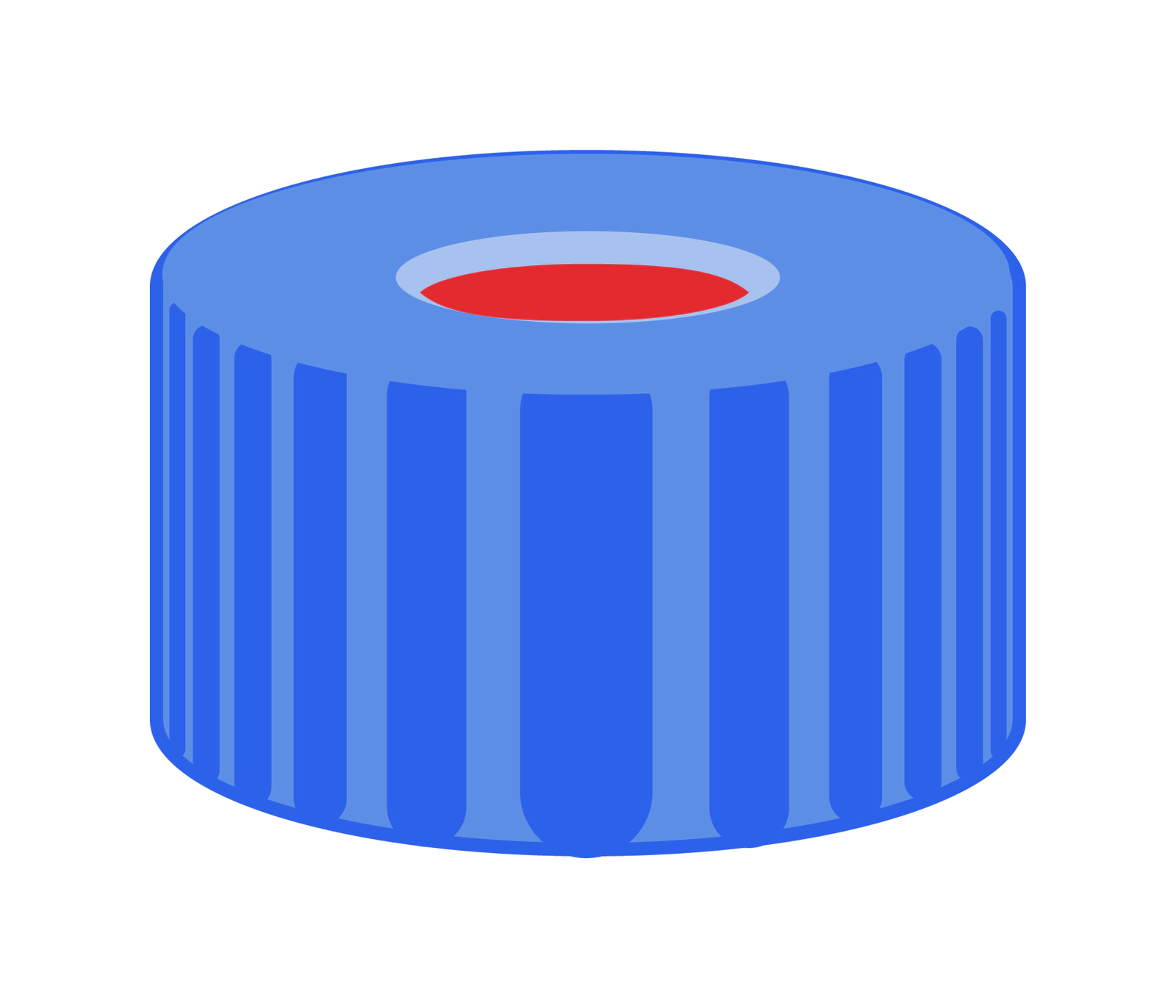 Screw closure, N 9, PP, blue, center hole, Natural Rubber/ETFE, 1.0 mm