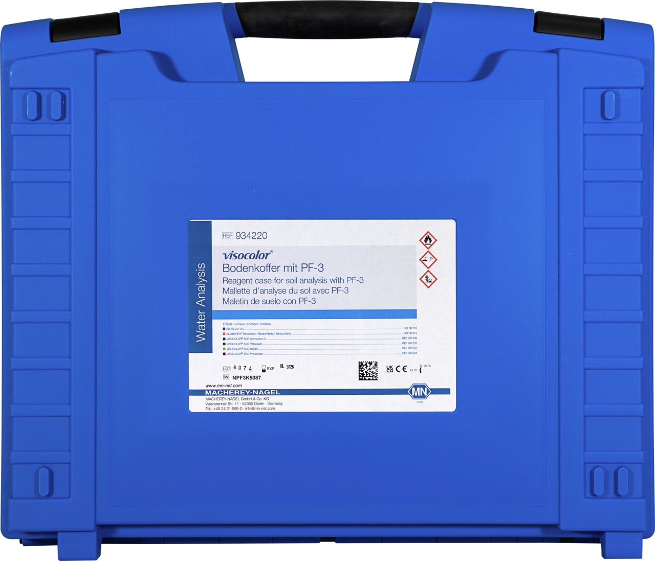 VISOCOLOR Reagent case for soil analysis with PF‑3 Soil, with accessories