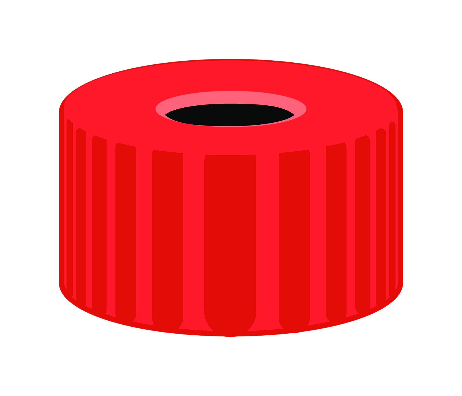 Screw closure, N 9, PP, red, center hole, no liner
