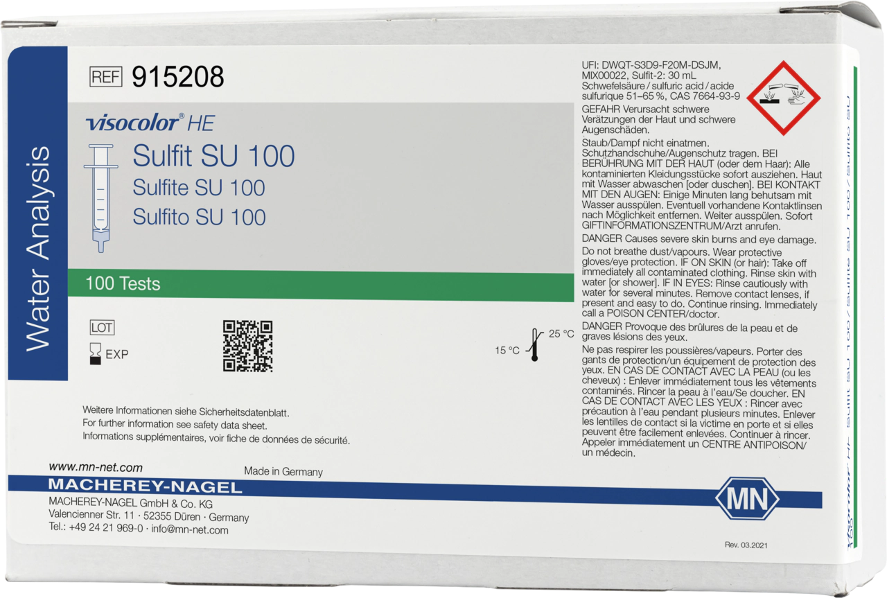Titrimetric test kit VISOCOLOR HE Sulfite SU 100, refill pack