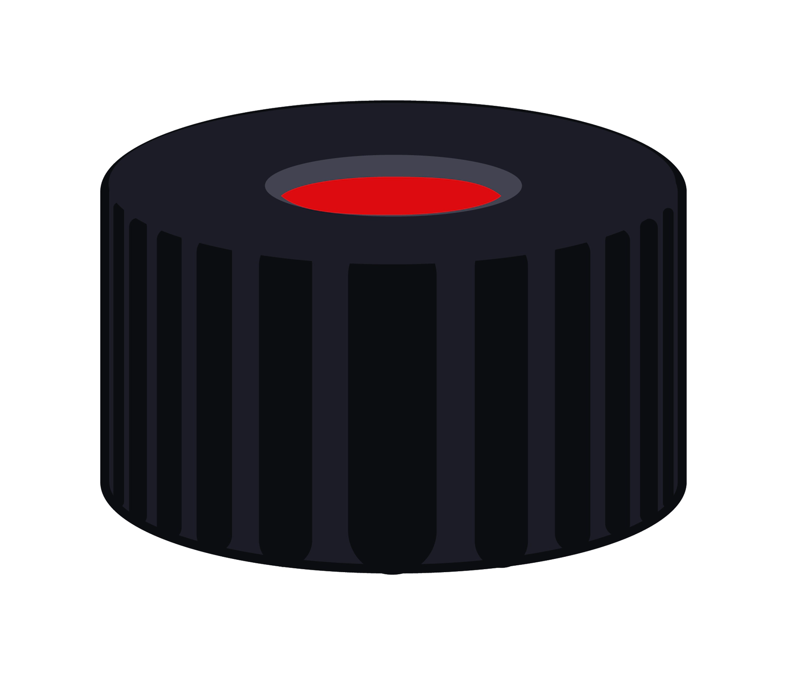 Screw closure, N 9, PP, black,center hole,PTFE red/Silicone white/PTFE red,1.0mm