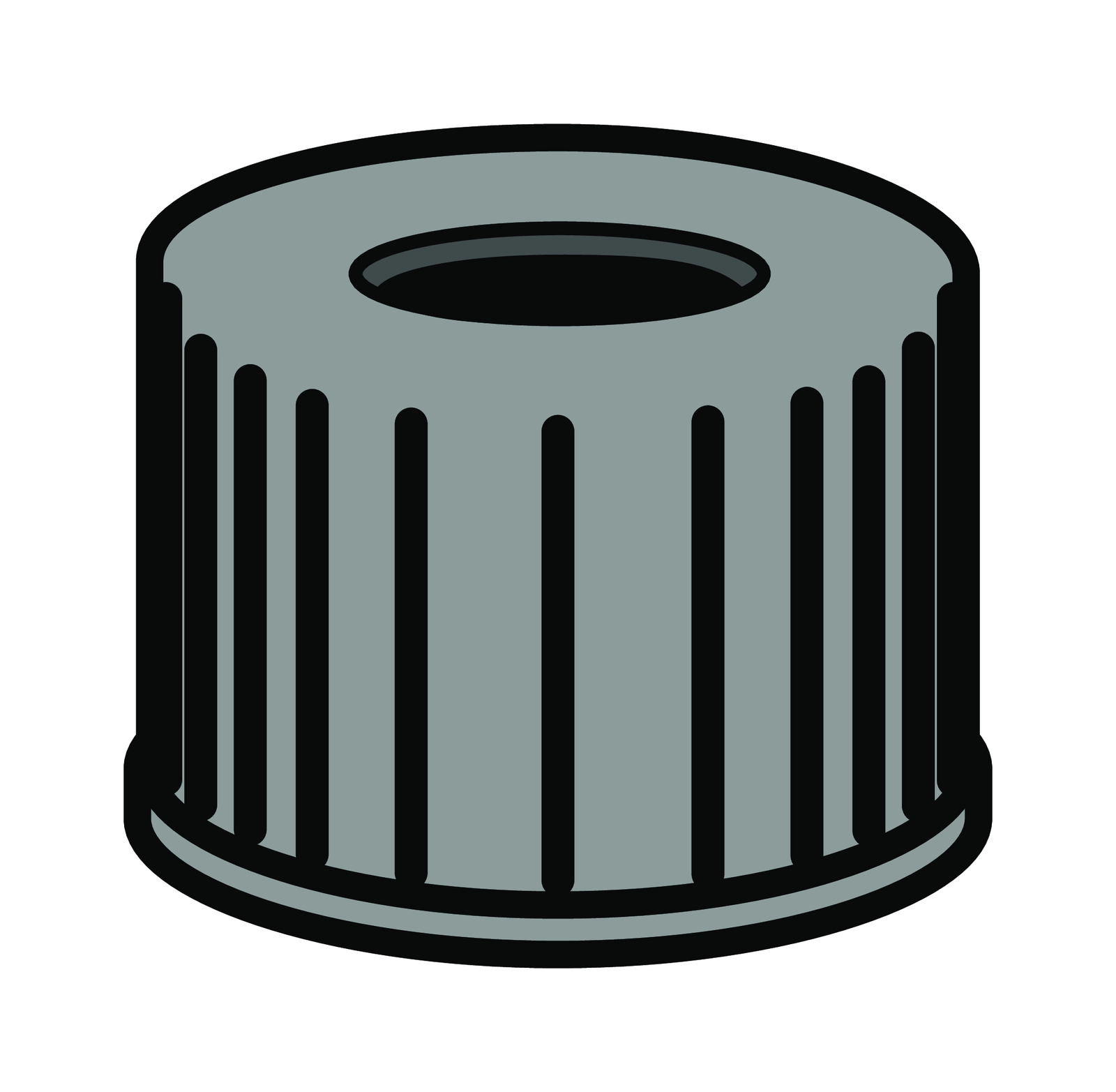 Screw closure, N 10, PP, black, center hole, no liner