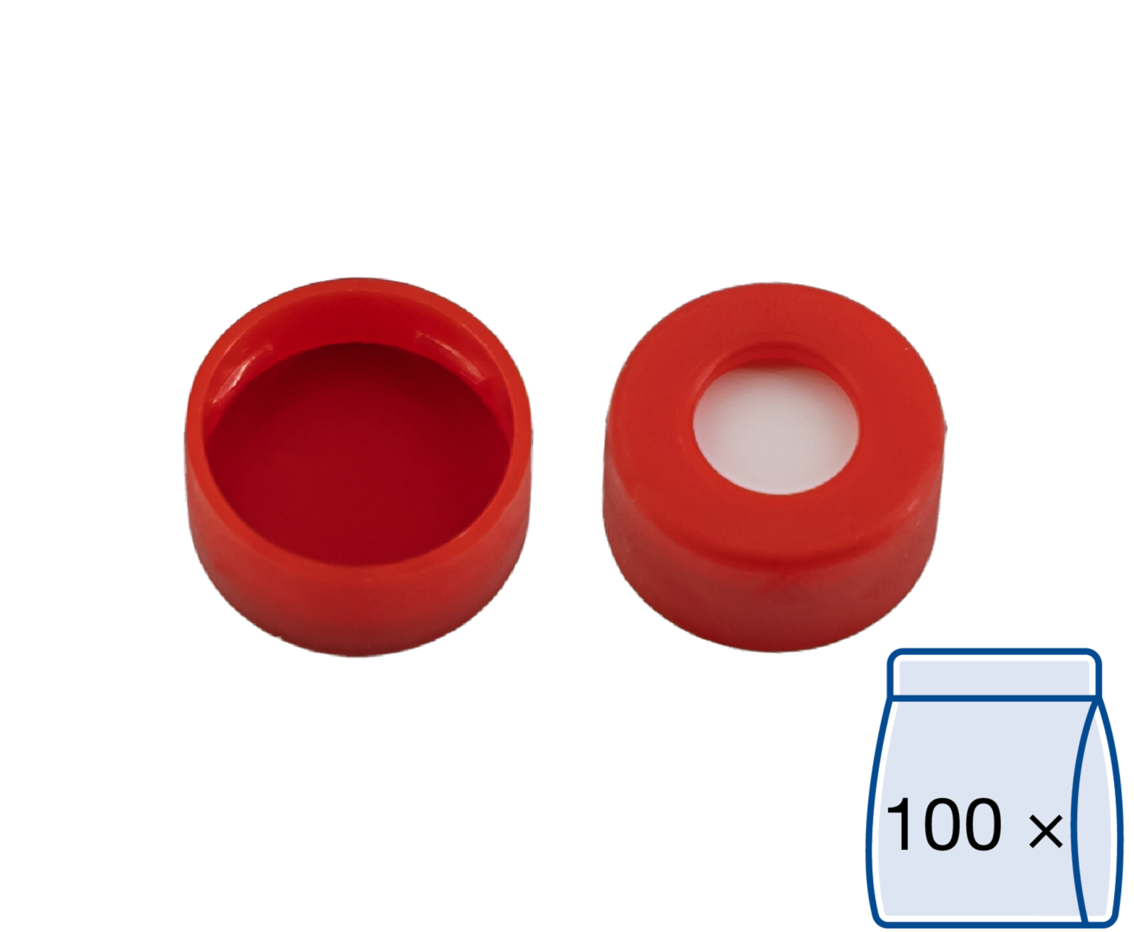 Snap ring closure, N 11, PE, (hard), red, center hole,Silicone w./PTFE red,1.0mm
