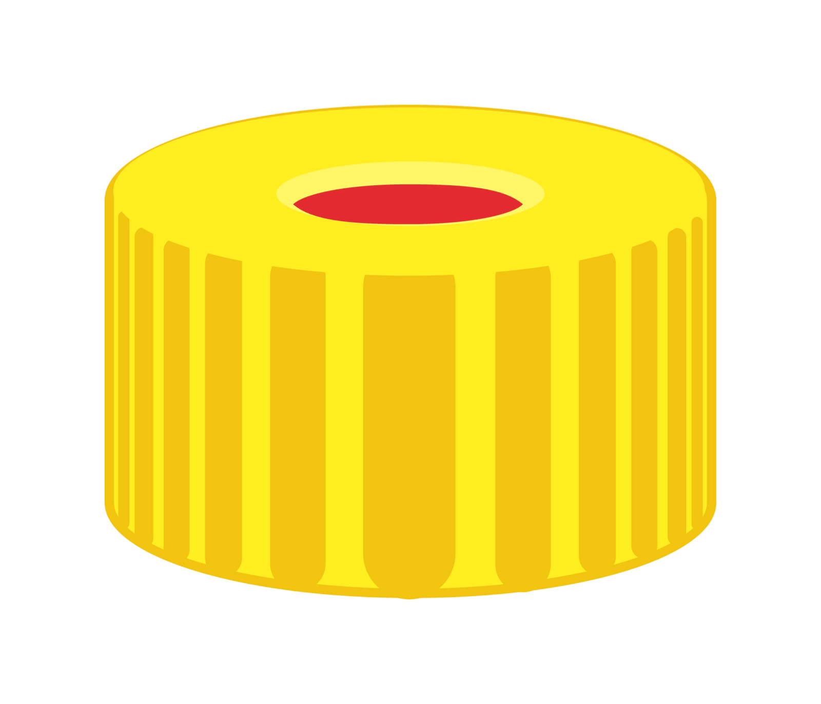 Screw closure, N 9, PP, yellow, center hole, Red Rubber/FEP colorless, 1.0 mm