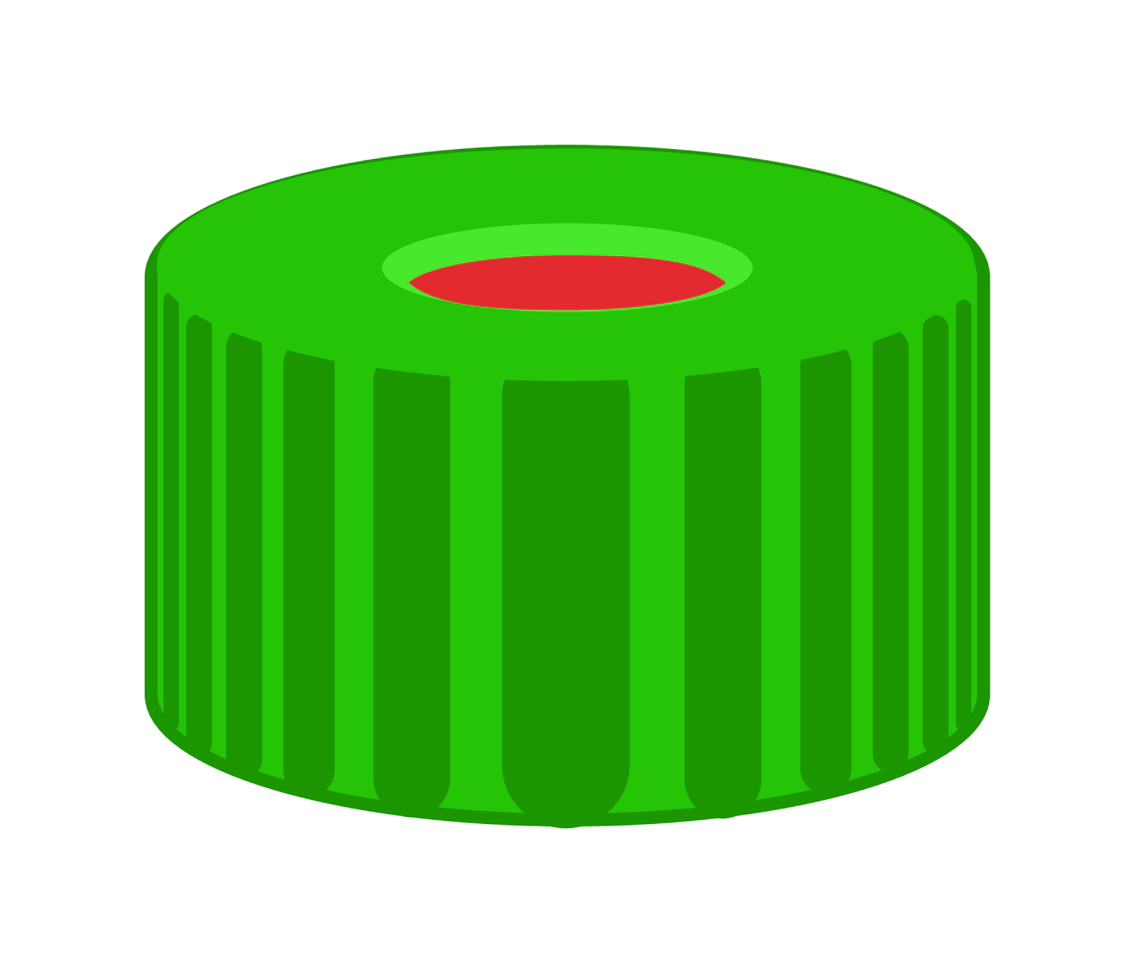 Screw closure, N 9, PP, green, center hole, Red Rubber/FEP colorless, 1.0 mm