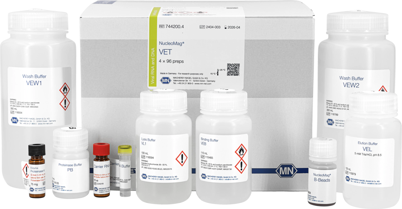 NucleoMag VET kit for viral/bacterial DNA and viral RNA from veterinary samples