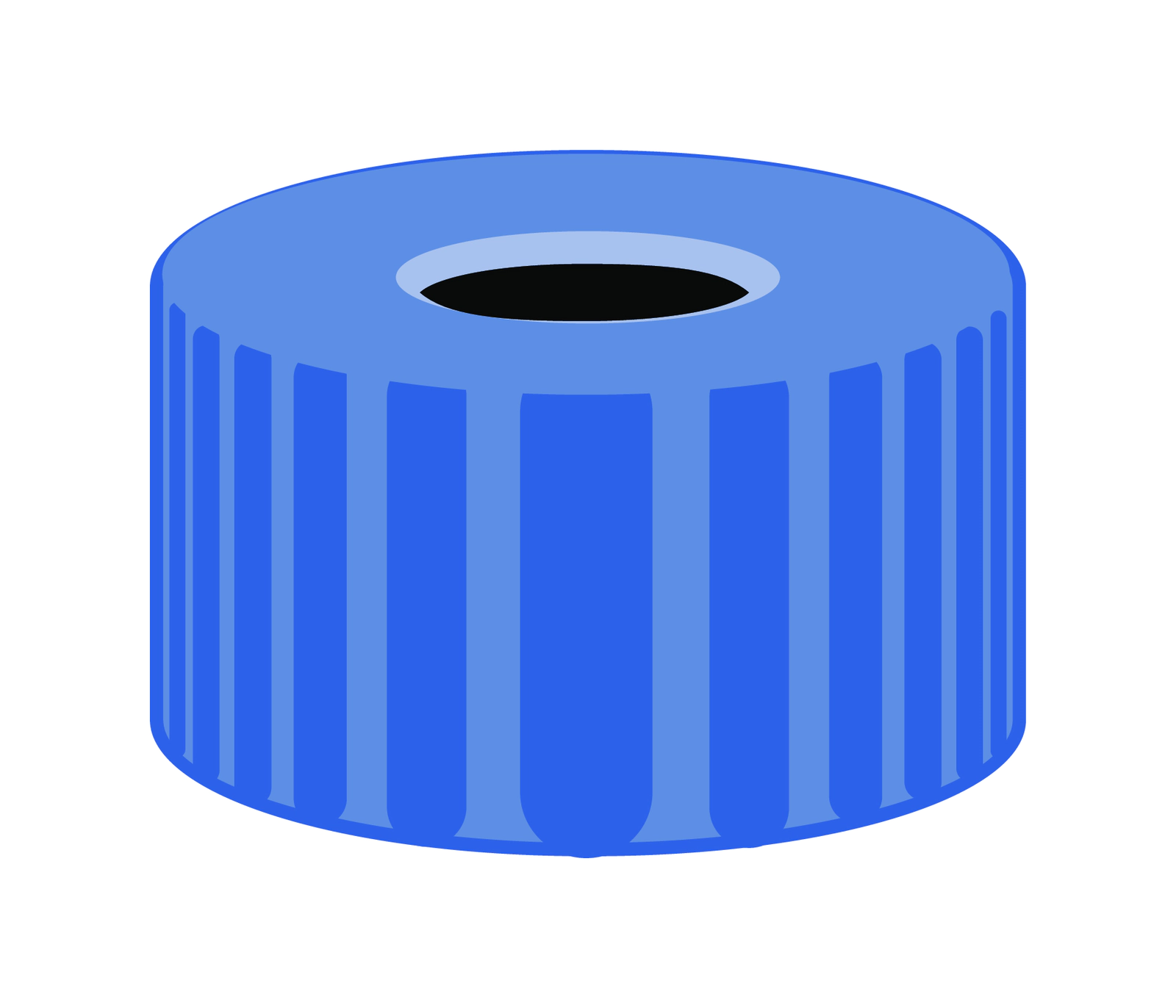 Screw closure, N 9, PP, blue, center hole, no liner