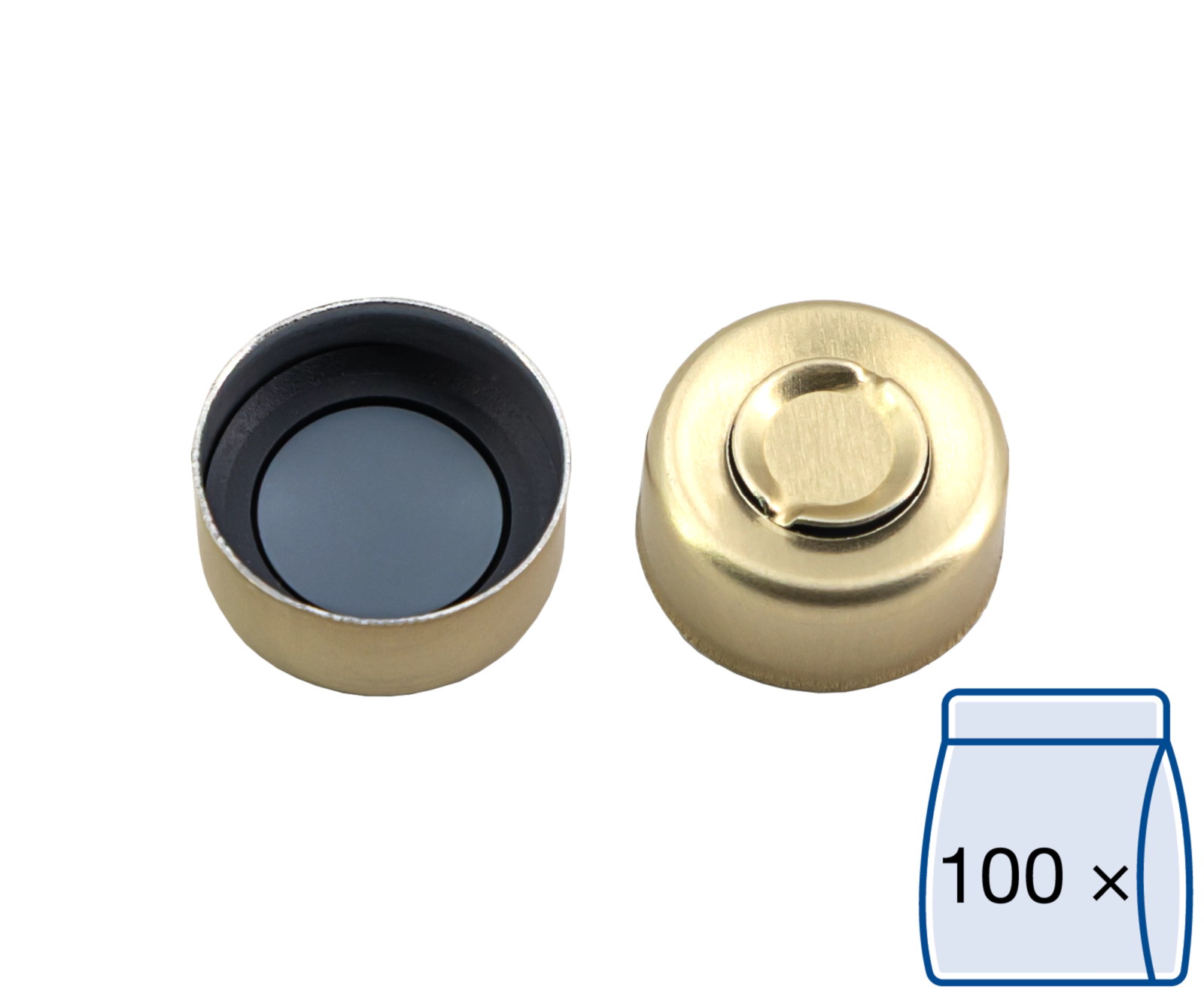 Crimp closure, N 13, alu., gold, center tear off,Butyl dark gray/PTFE gray,2.0mm
