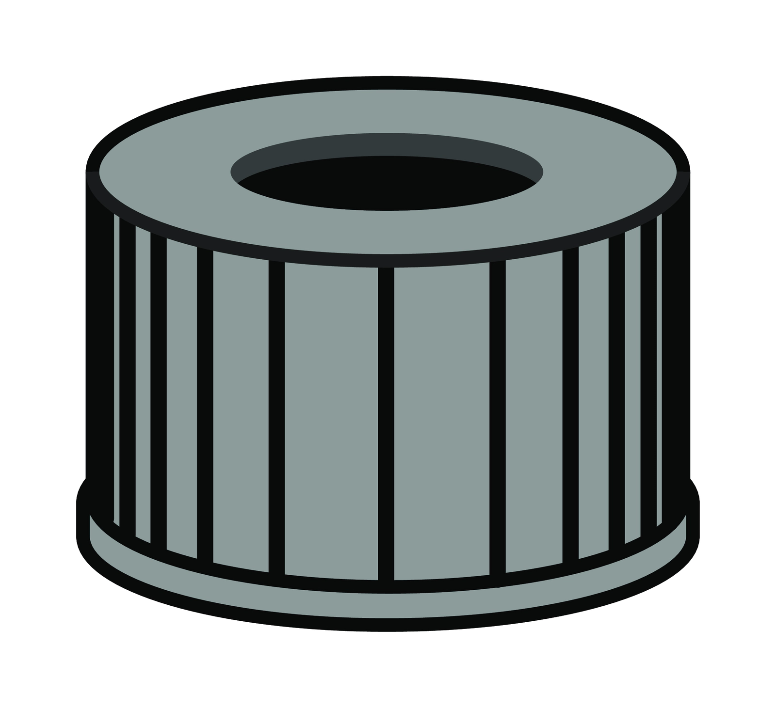 Screw closure, N 13, PP, black, center hole, no liner