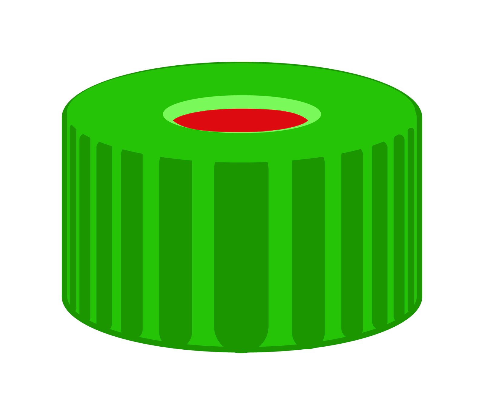Screw closure, N 9, PP, green, center hole, PTFE red/Silicone w./PTFE red,1.0mm