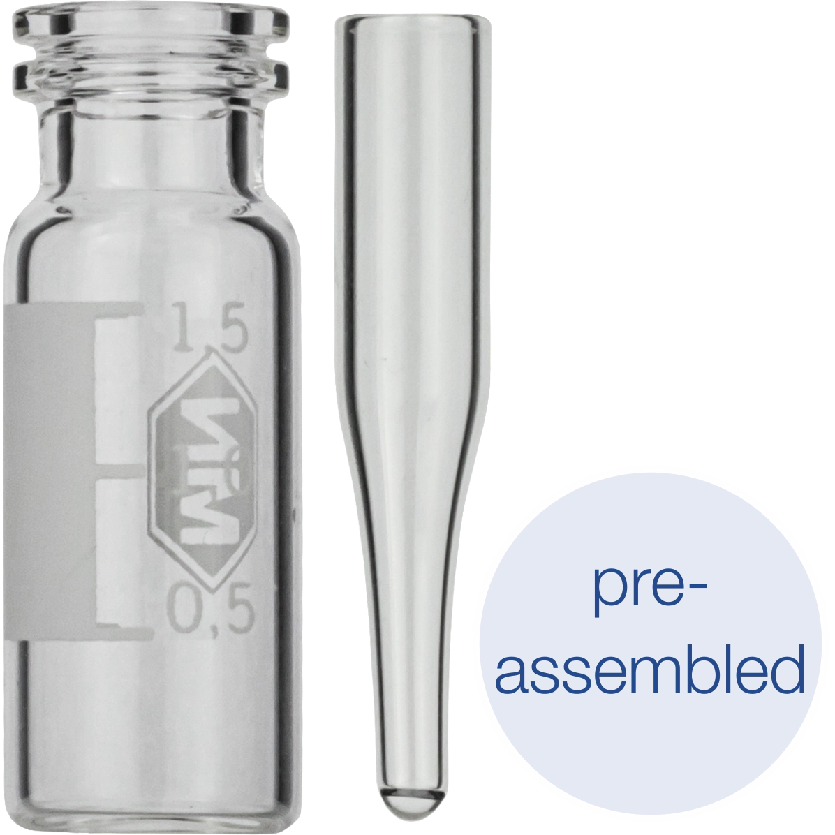 Snap ring/crimp neck vial, N 11 (702713) with assembled conical insert (702813)