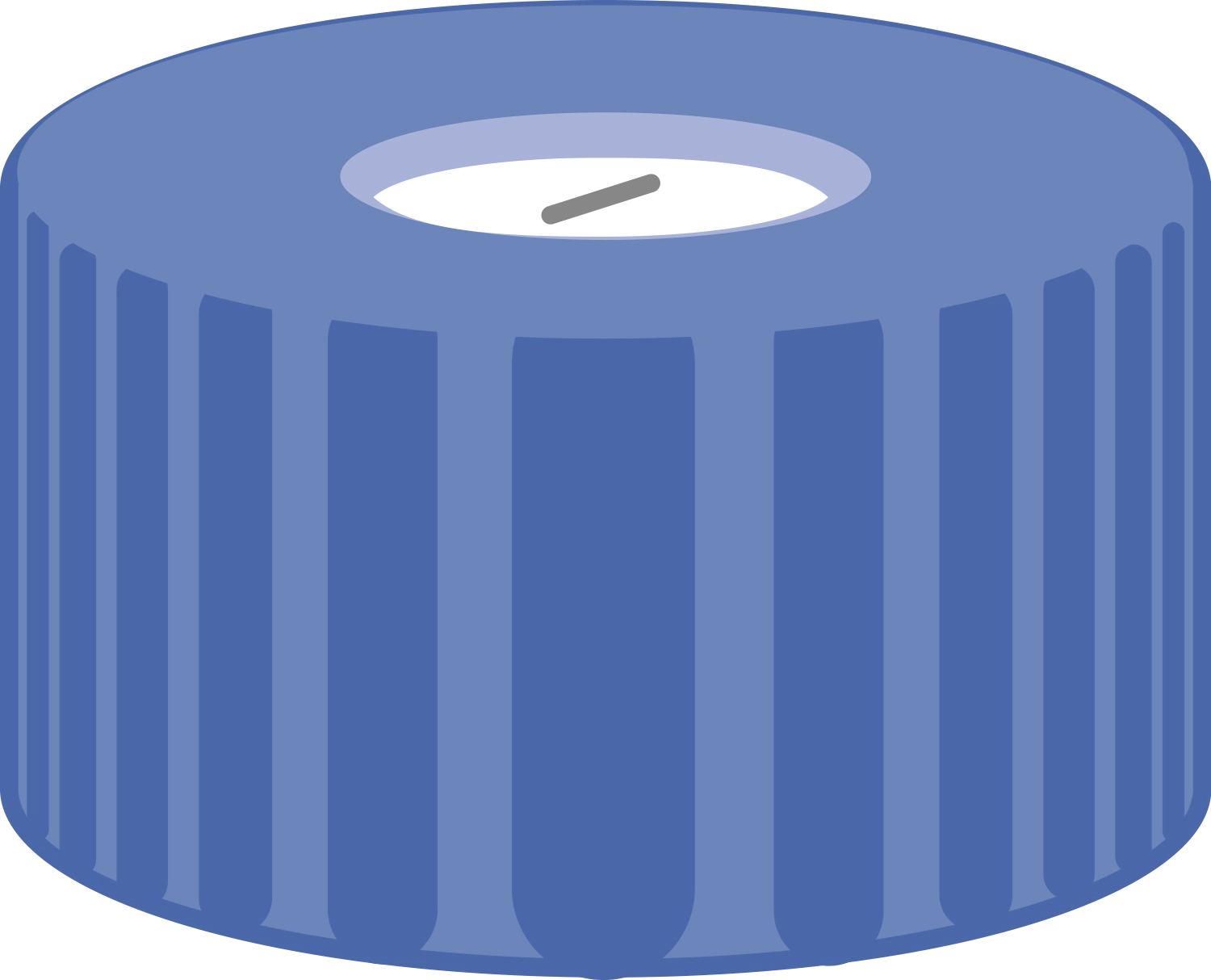 Screw closure,N 9,PP,blue,c. hole,Sili. w./Polyimide or,slit,1.0mm,fluorine-free
