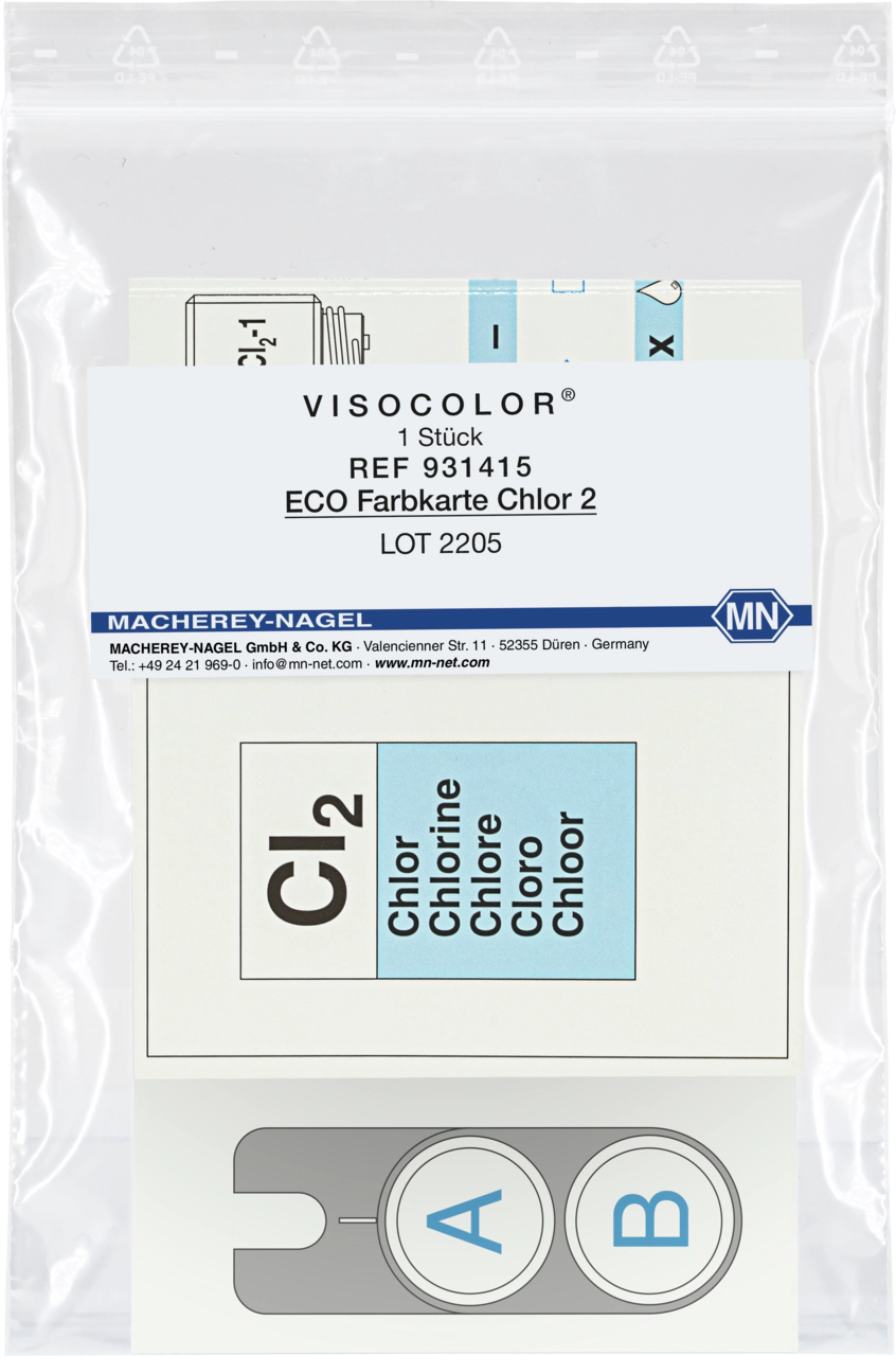 Color comparison chart for VISOCOLOR ECO Chlorine 2