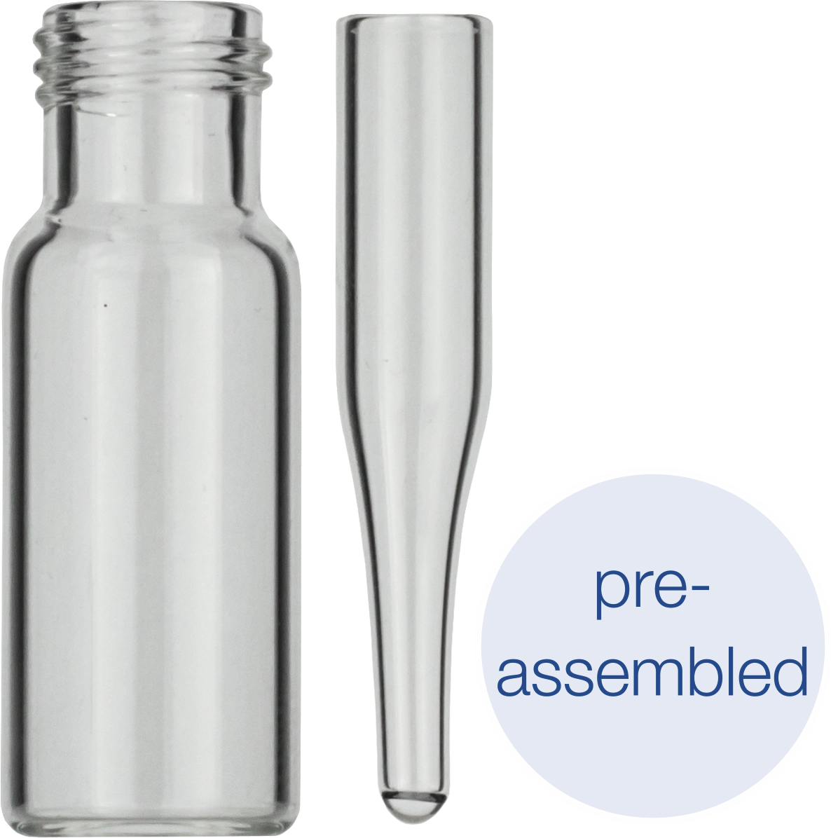 Screw neck vial, N 9 (702282) with assembled conical insert (702813)