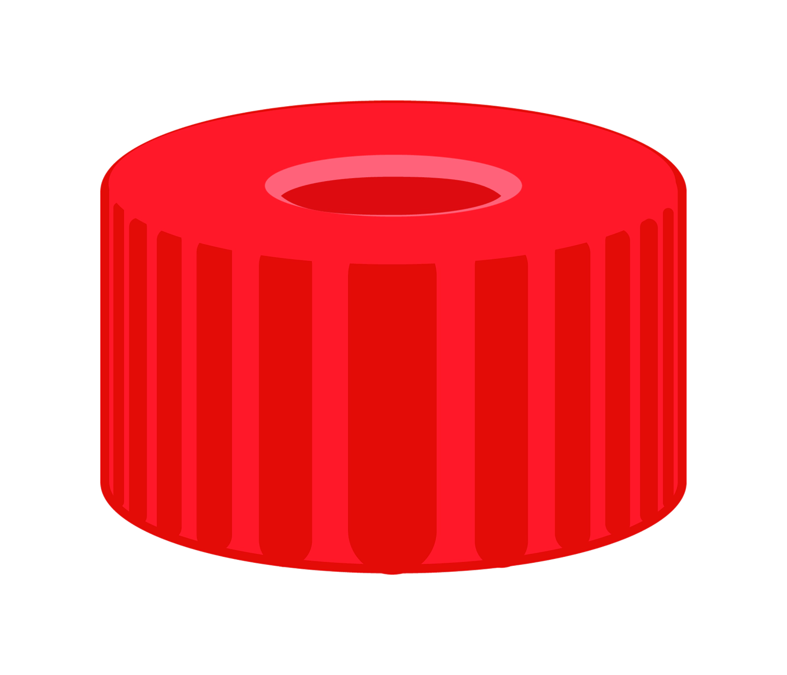 Screw closure, N 9, PP, red, center hole, PTFE red/Silicone white/PTFE red,1.0mm