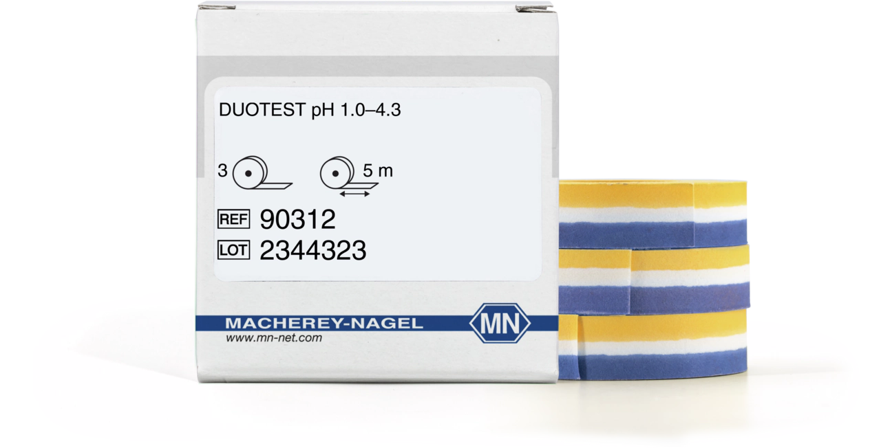 pH test paper Duotest pH 1.0–4.3, with two indicator zones, refill pack