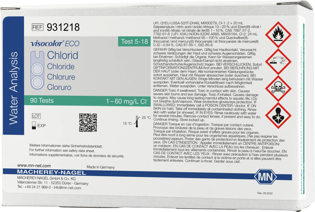 Colorimetric test kit VISOCOLOR ECO Chloride, refill pack