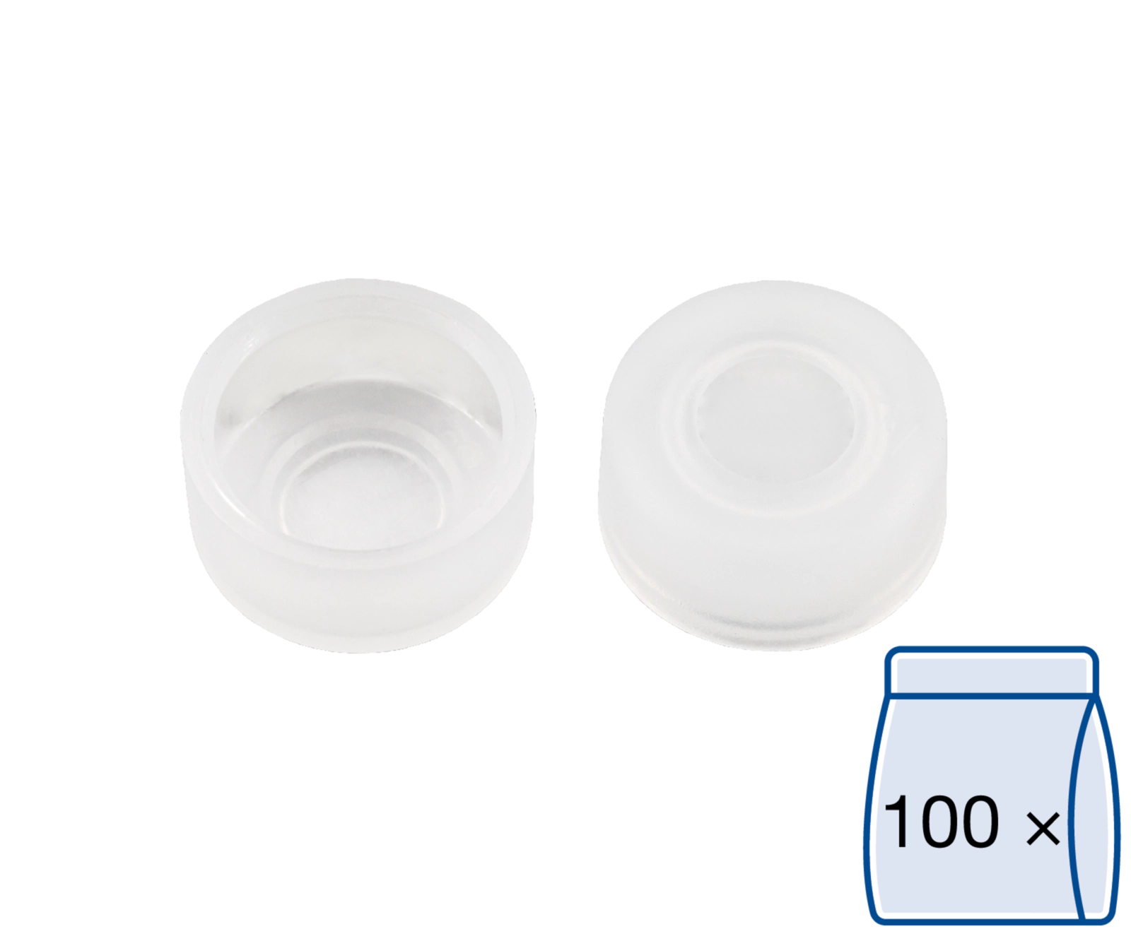 Snap ring closure, N 11, PE, transp., closed top, no liner, thin piercing area
