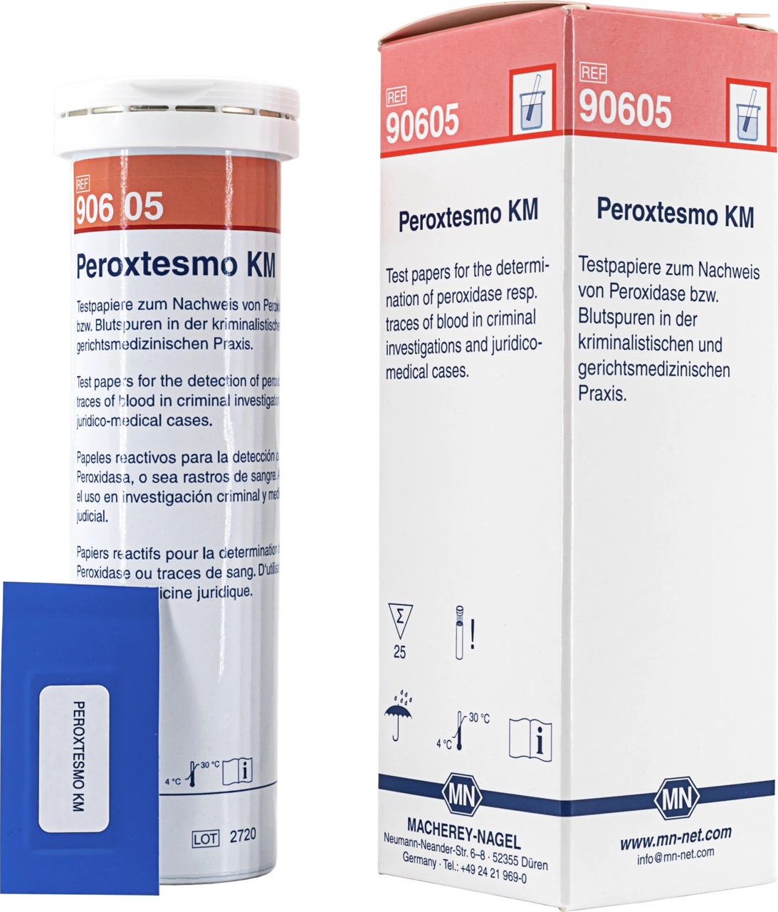 Qualitative test paper Peroxtesmo KM for Blood traces (peroxidase)