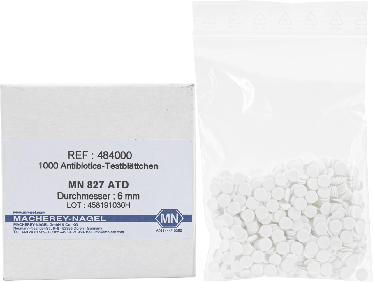 Filter paper circles, MN 827 ATD, Antibiotic resistance testing