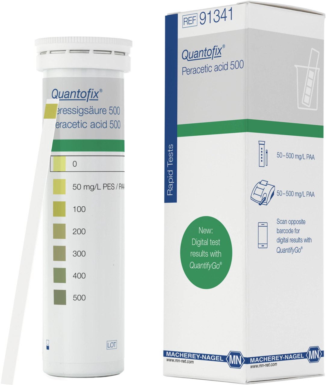 Languettes test semi-quantitatives QUANTOFIX Acide peracétique 500