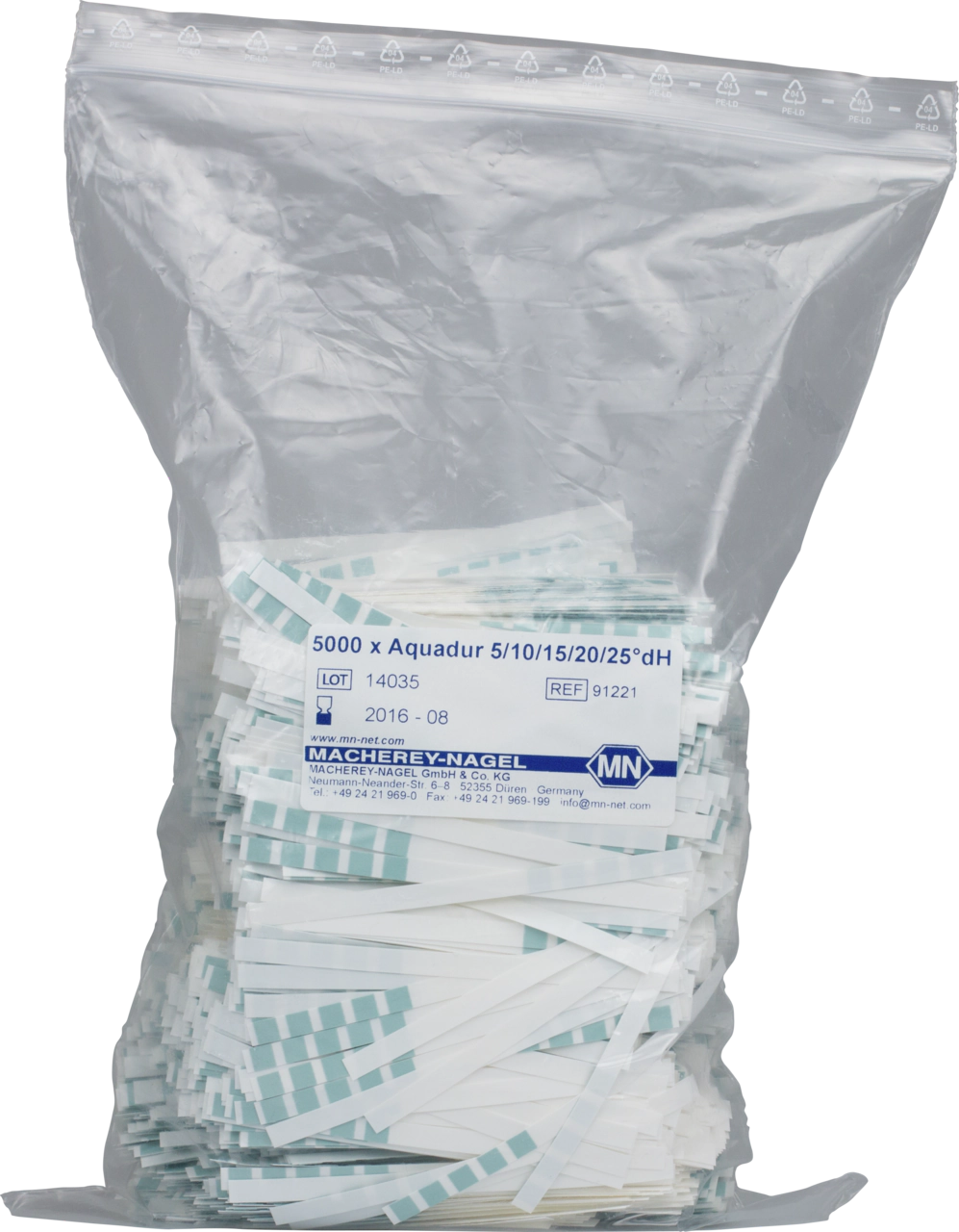 AQUADUR 5–25, for water hardness, 5000 strips