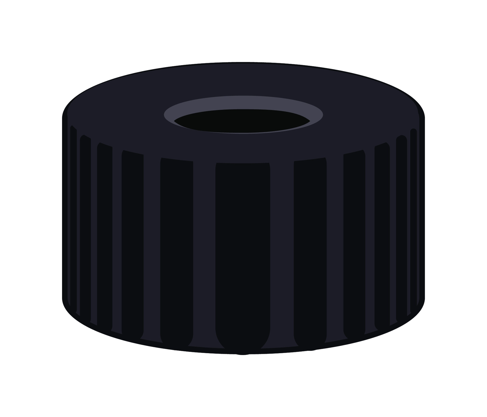 Screw closure, N 9, PP, black, center hole, no liner