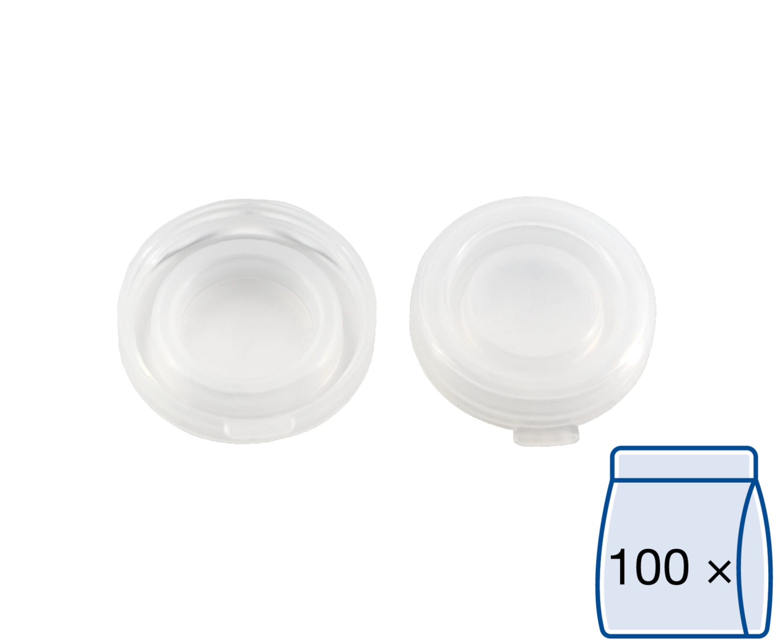 PE snap cap, N 22, Polyethylene, transparent, closed top, no liner