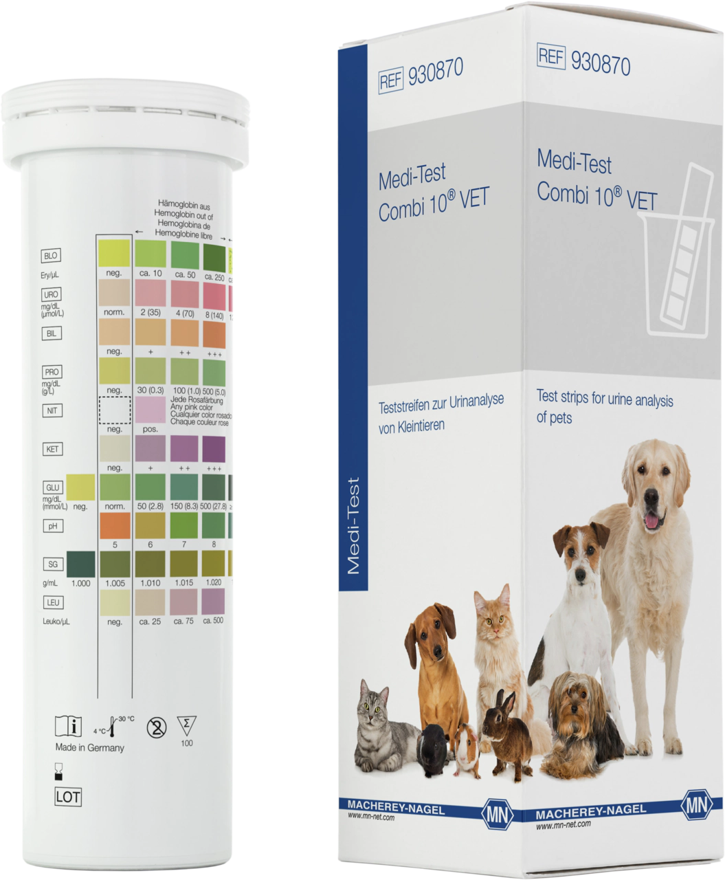 Urine test strips for animals, Medi‑Test Combi 10 VET