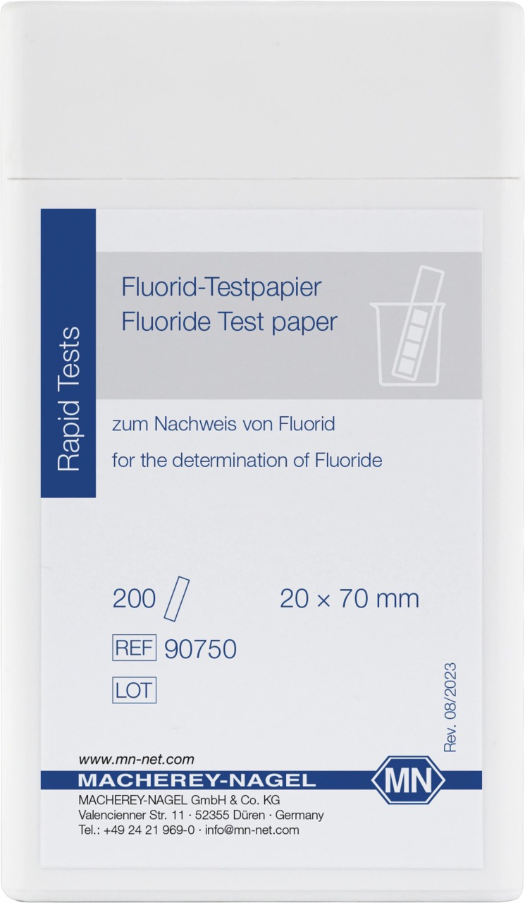 Qualitative Fluoride test paper for Fluoride: 20 mg/L F⁻
